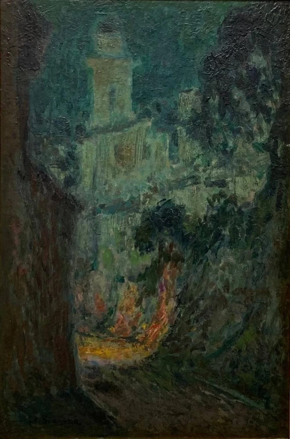 Henri Le Sidaner - 174, La strada illuminata dalla luna, Villefranche, sur, Mer